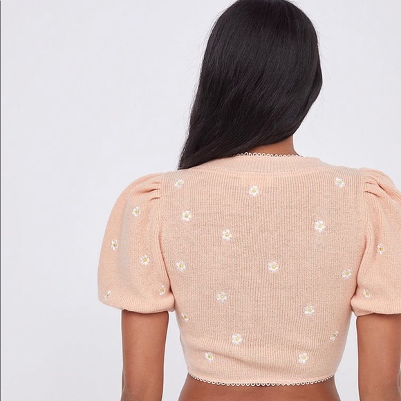 FOR LOVE & LEMONS Embroidered Buds Cardigan XXS - Picture 3 of 4